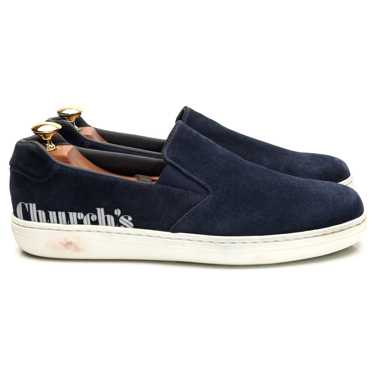 &#39;Fawley&#39; Navy Blue Suede Slip On Sneakers UK 7