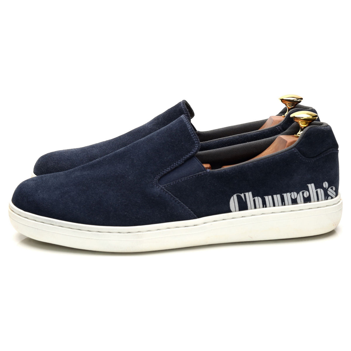 &#39;Fawley&#39; Navy Blue Suede Slip On Sneakers UK 7