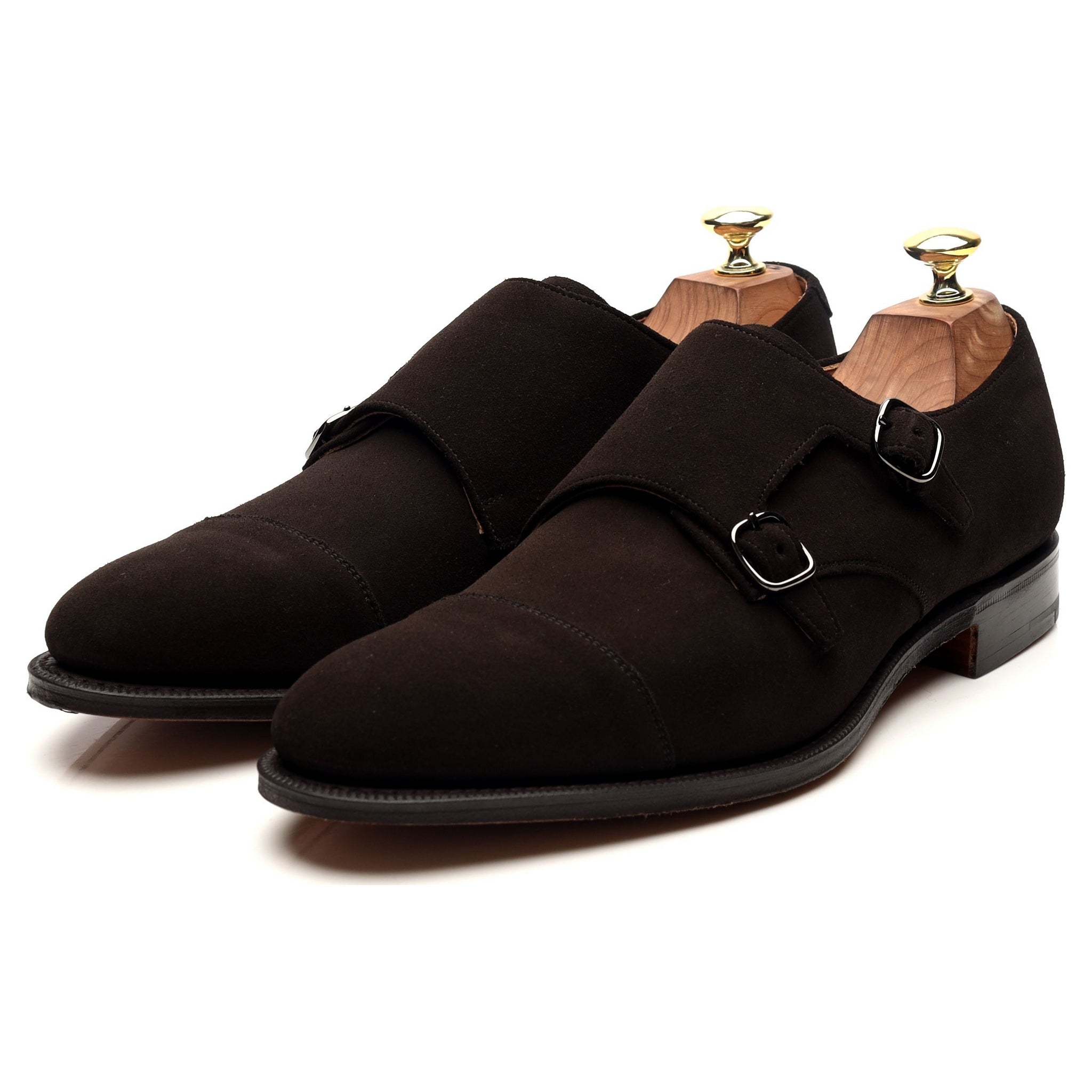 Detroit' Dark Brown Suede Double Monk Strap UK 7.5 F - Abbot's Shoes