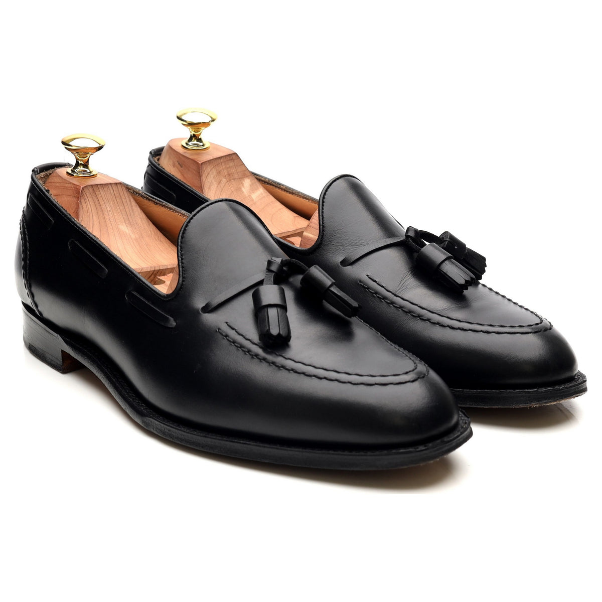 &#39;Harry&#39; Black Leather Tassel Loafers UK 8.5 F