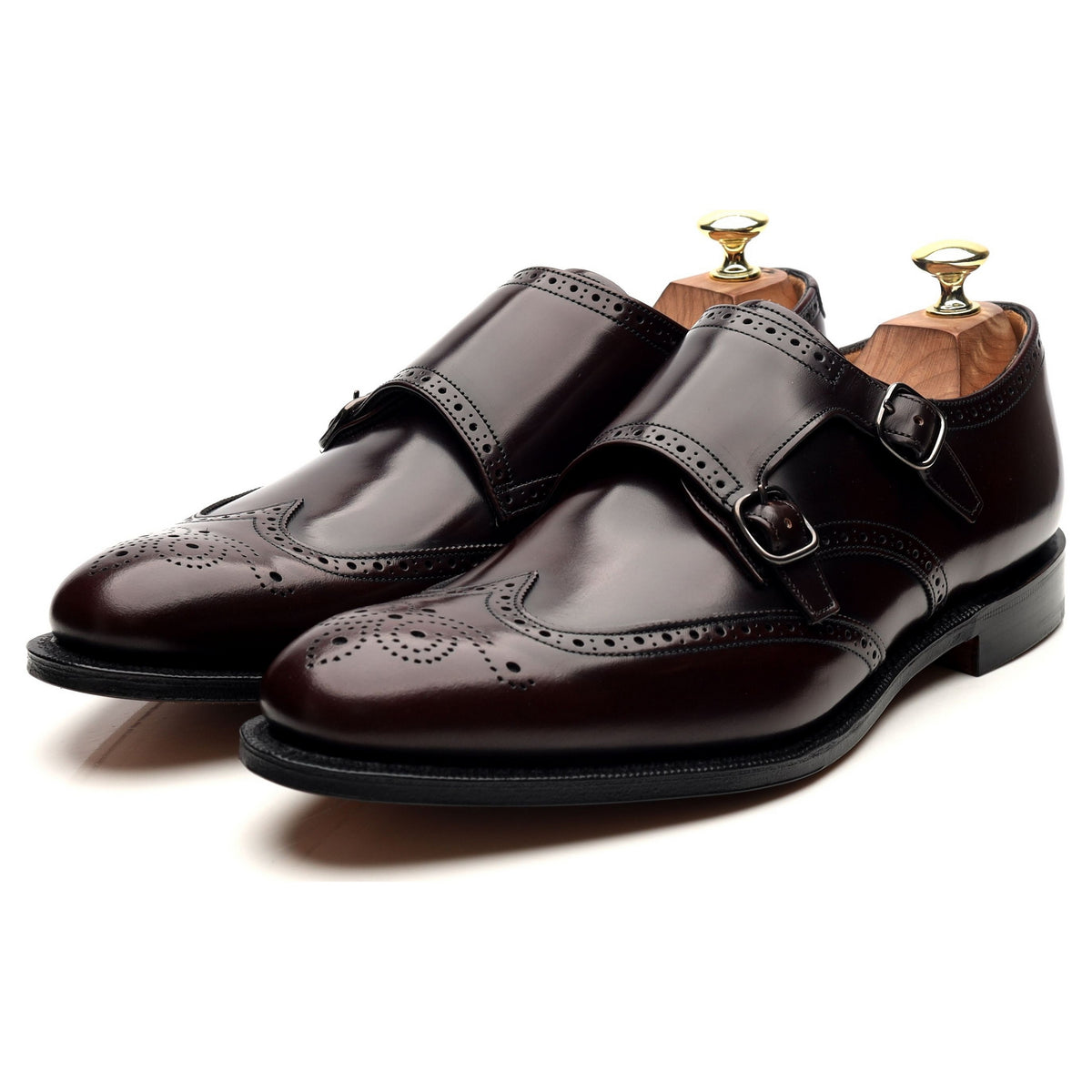 &#39;Chicago&#39; Burgundy Leather Double Monk Strap UK 7.5 F