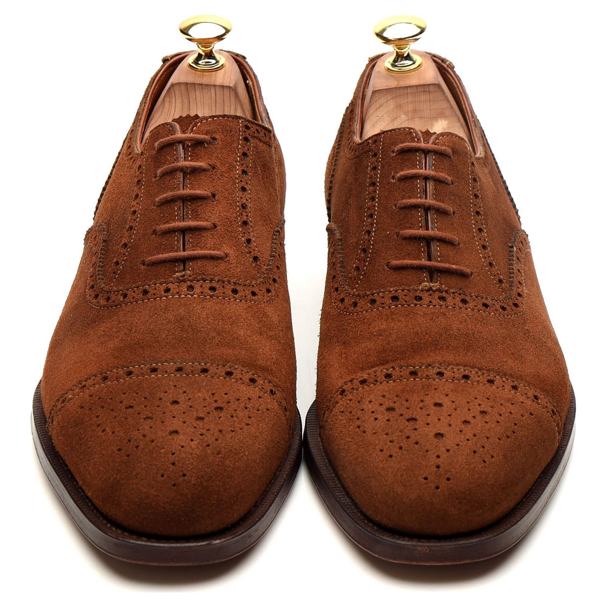 &#39;Westminster&#39; Tan Brown Suede Oxford Semi Brogues UK 8.5 E