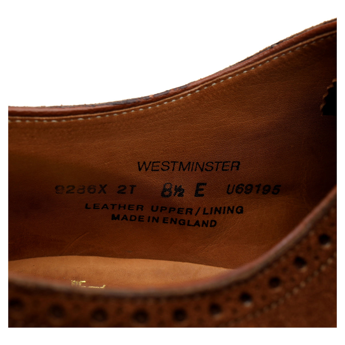 &#39;Westminster&#39; Tan Brown Suede Oxford Semi Brogues UK 8.5 E