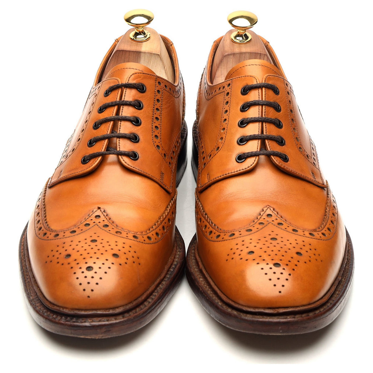 1880 &#39;Chester&#39; Tan Brown Leather Derby Brogues UK 10.5 F