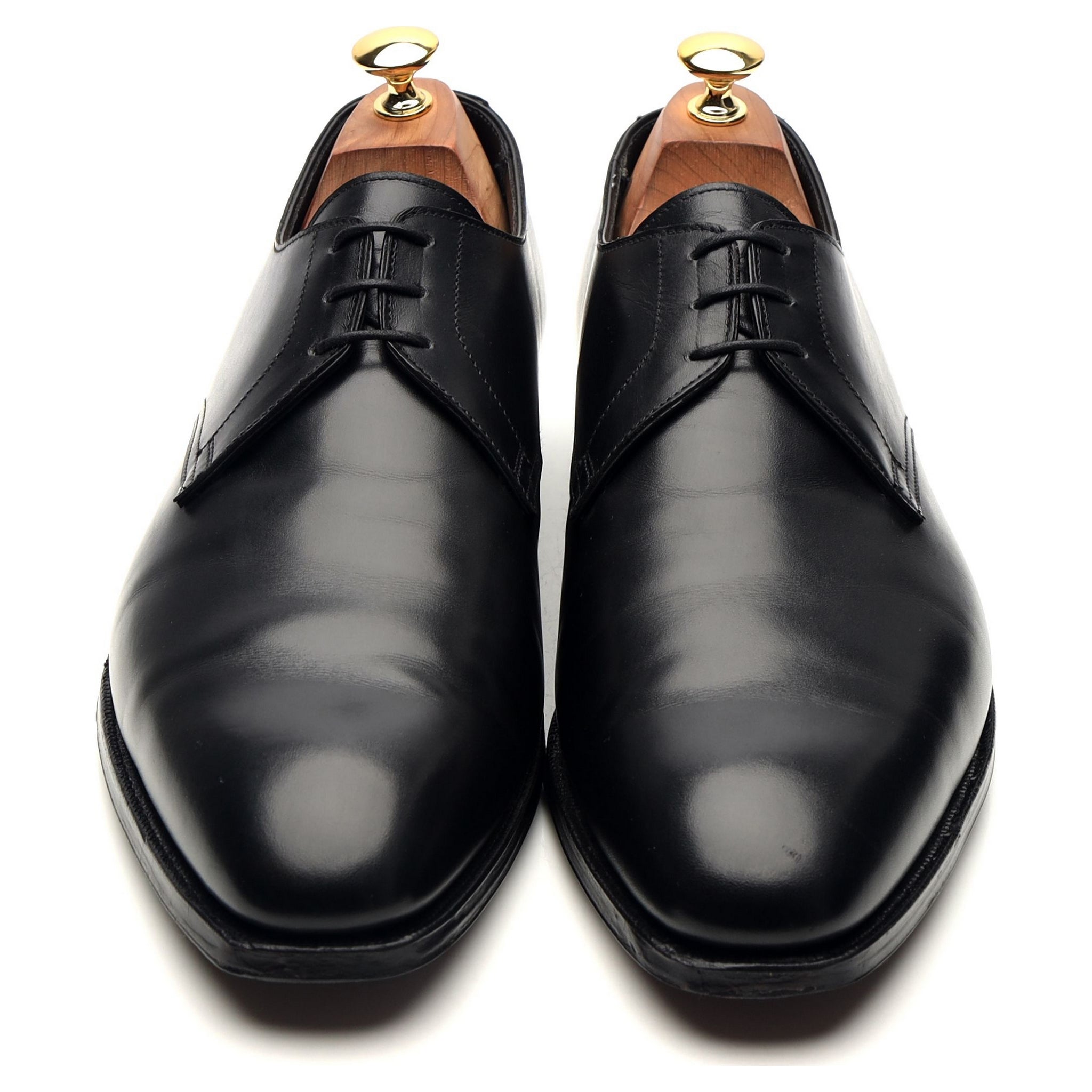 AINTREE　CROCKETT&JONES　UK8 Aintree' Black Leather Derby UK 10 E - Abbot's Shoes