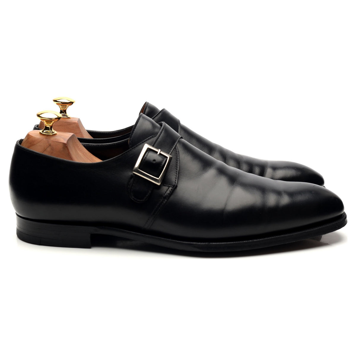 &#39;Savile&#39; Black Leather Monk Strap UK 10 E