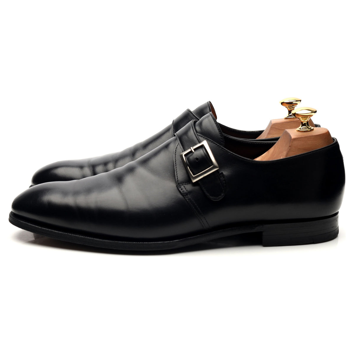 &#39;Savile&#39; Black Leather Monk Strap UK 10 E