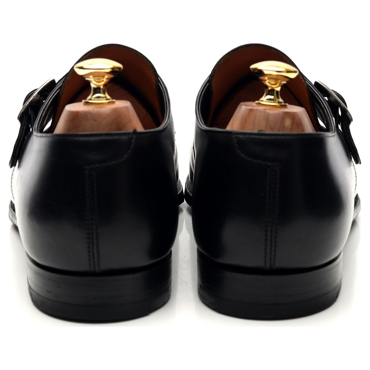 &#39;Savile&#39; Black Leather Monk Strap UK 10 E