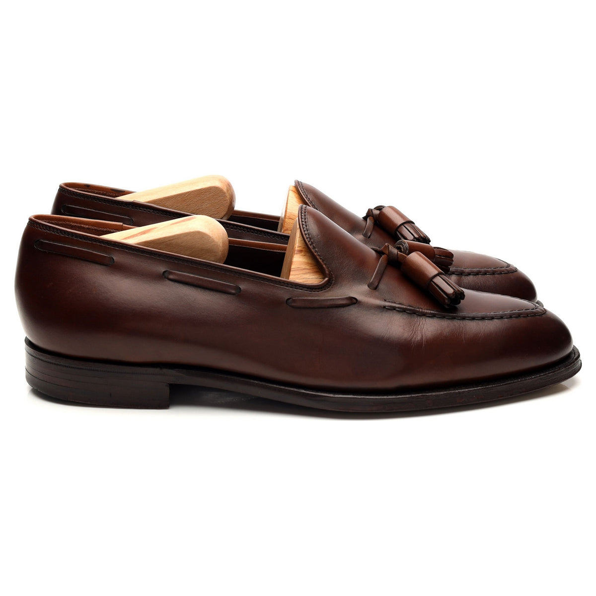 &#39;Adrian&#39; Dark Brown Tassel Leather Loafers UK 7.5 E