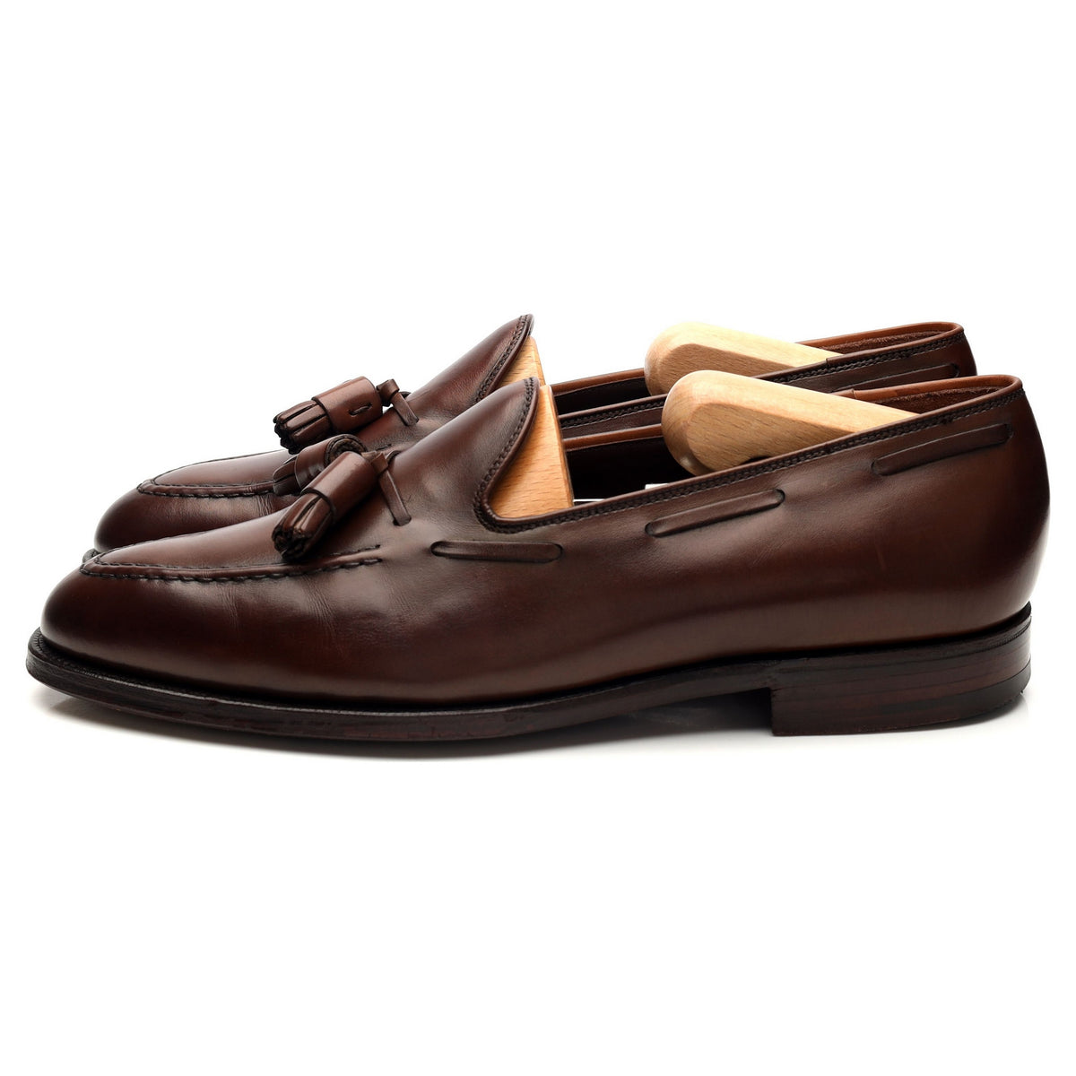 &#39;Adrian&#39; Dark Brown Tassel Leather Loafers UK 7.5 E