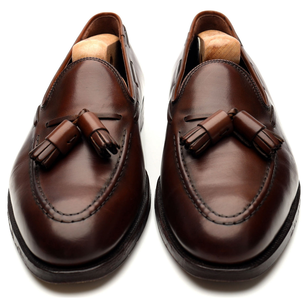 &#39;Adrian&#39; Dark Brown Tassel Leather Loafers UK 7.5 E