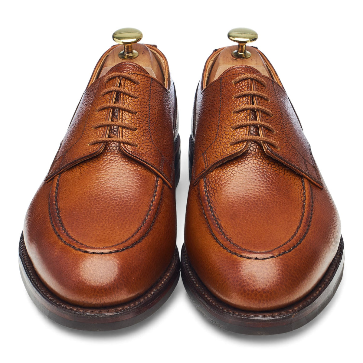 'Onslow' Tan Brown Grain Leather Apron Derby UK 8.5 E