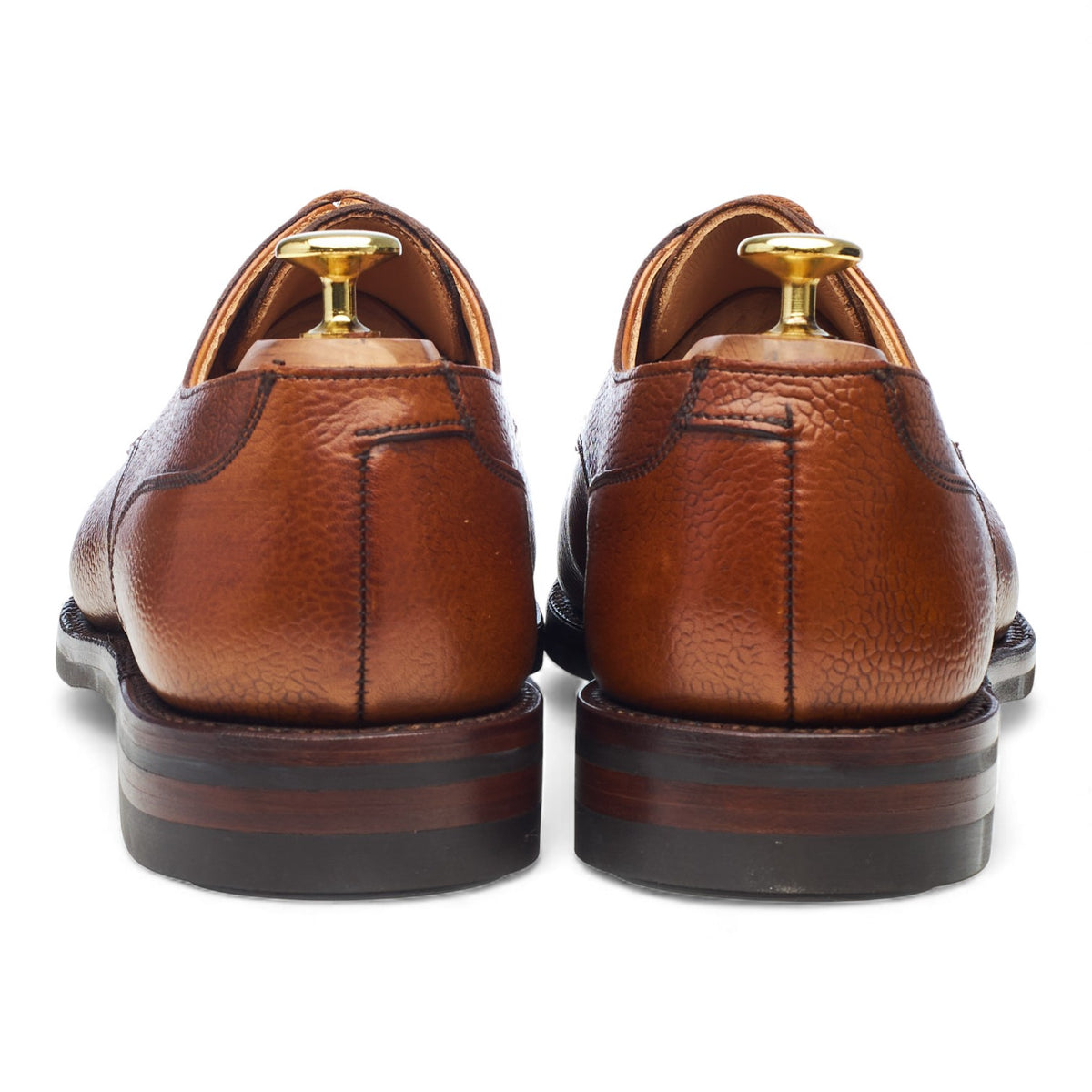 'Onslow' Tan Brown Grain Leather Apron Derby UK 8.5 E