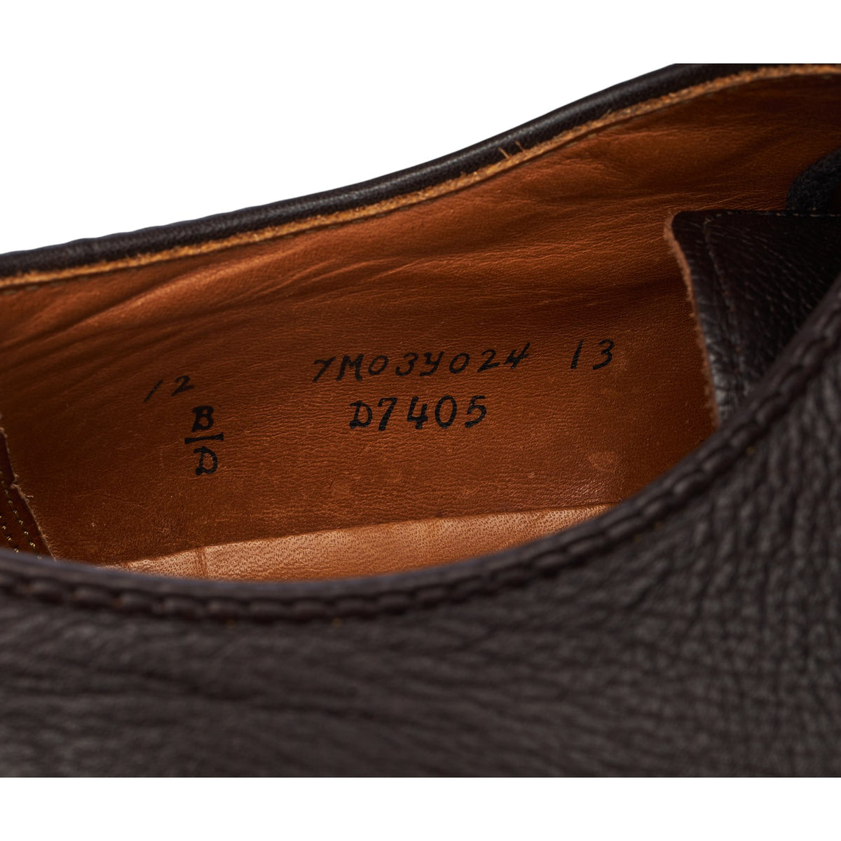 'D7405' Dark Brown Grain Leather Derby UK 11.5 US 12 D