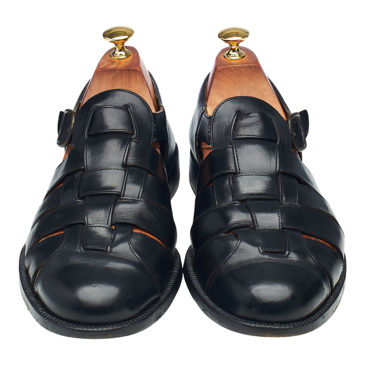 Black Leather Fisherman Sandals UK 10