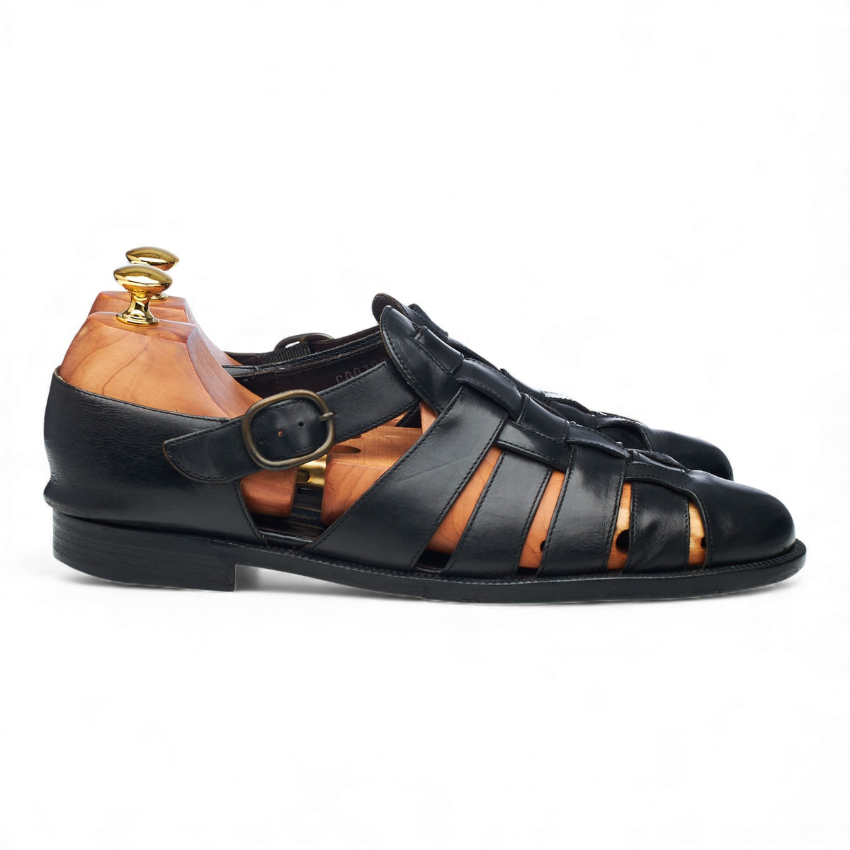 Black Leather Fisherman Sandals UK 10