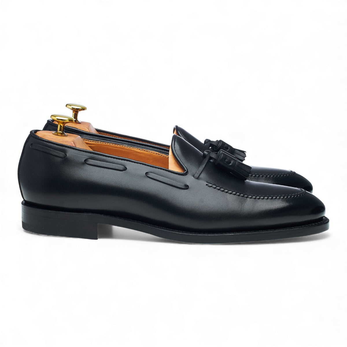'Haller' Black Leather Tassel Loafers UK 8 E