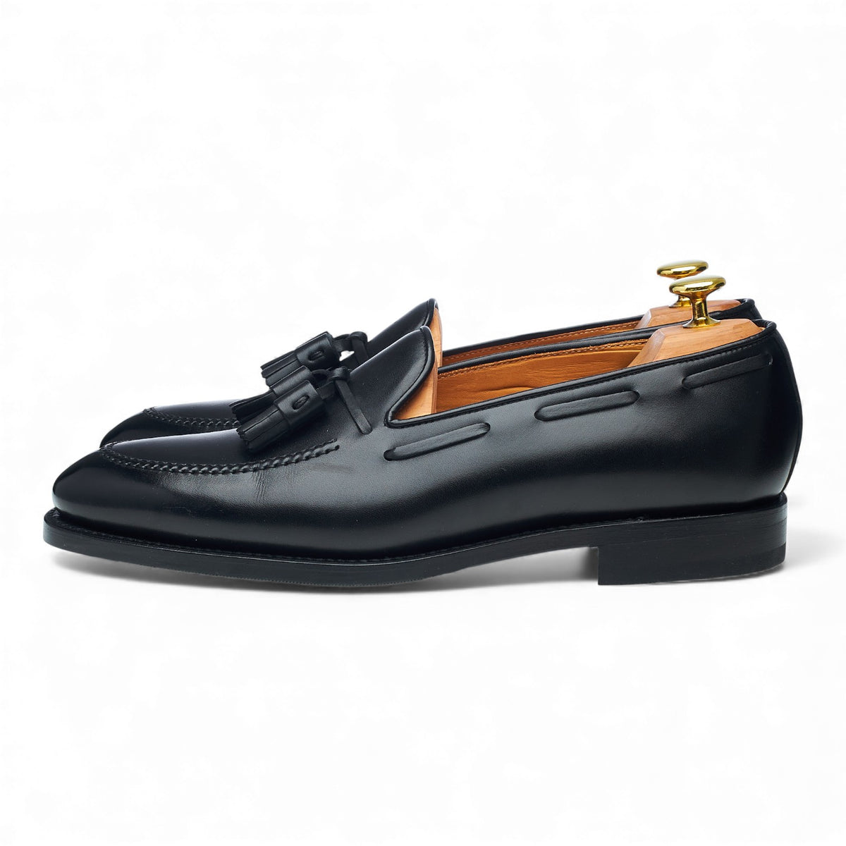 'Haller' Black Leather Tassel Loafers UK 8 E