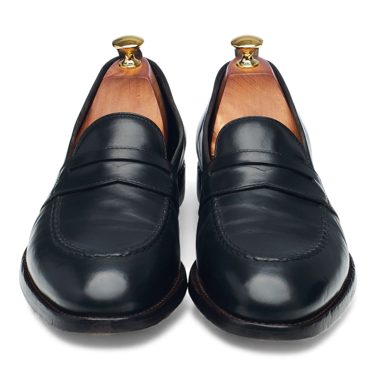 'Temple 016' Black Leather Penny Loafers UK 10 EU 44