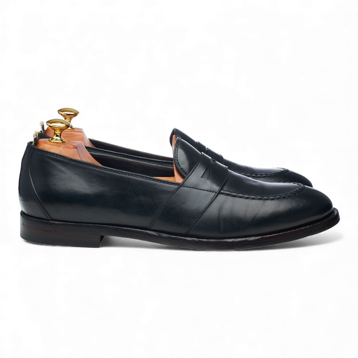 'Temple 016' Black Leather Penny Loafers UK 10 EU 44