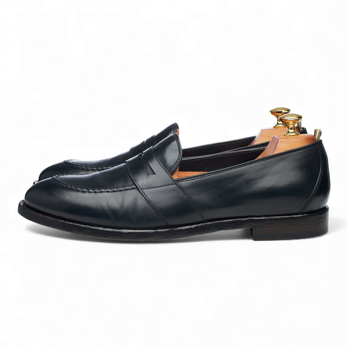 'Temple 016' Black Leather Penny Loafers UK 10 EU 44