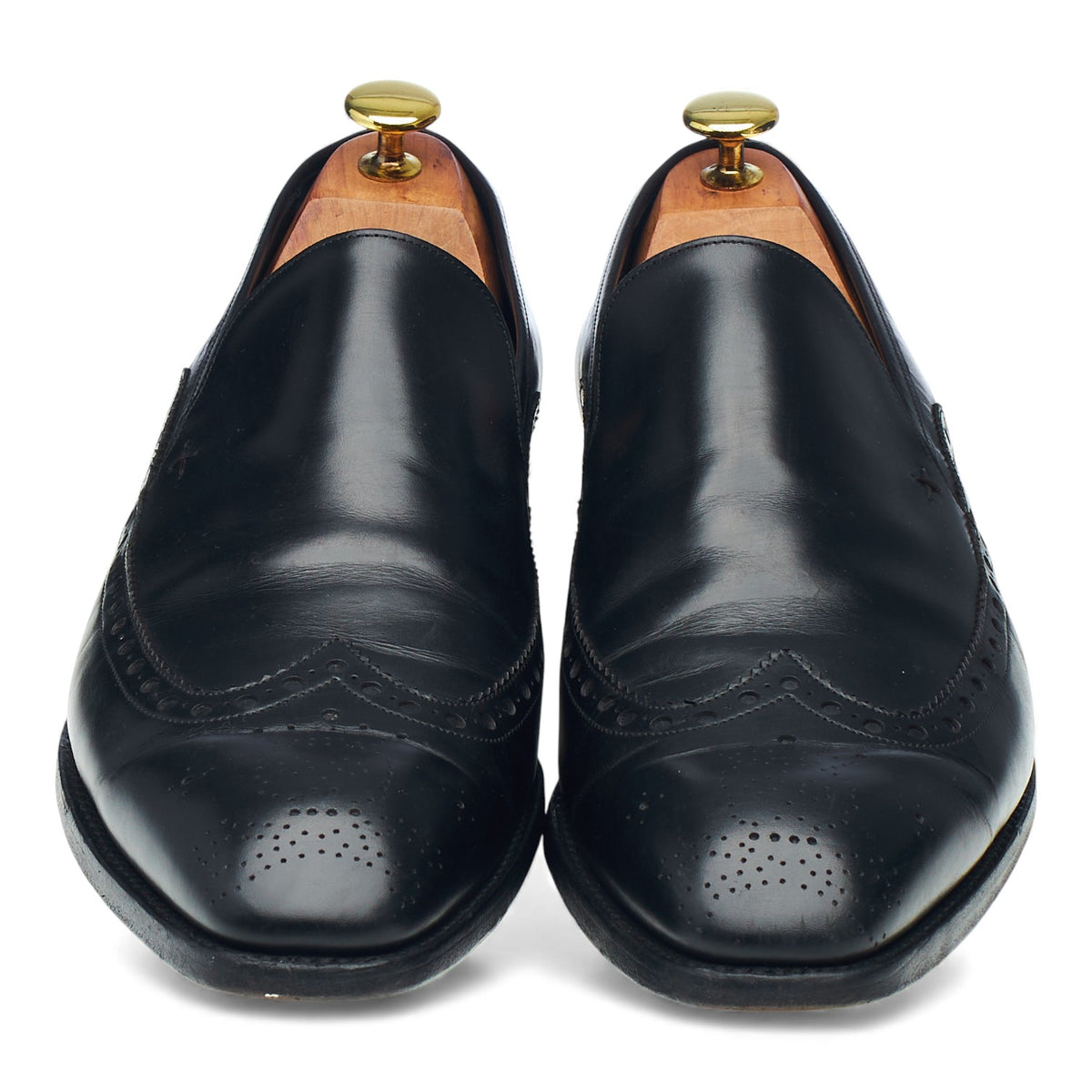 Black Leather Slip On Loafers UK 9 US 10