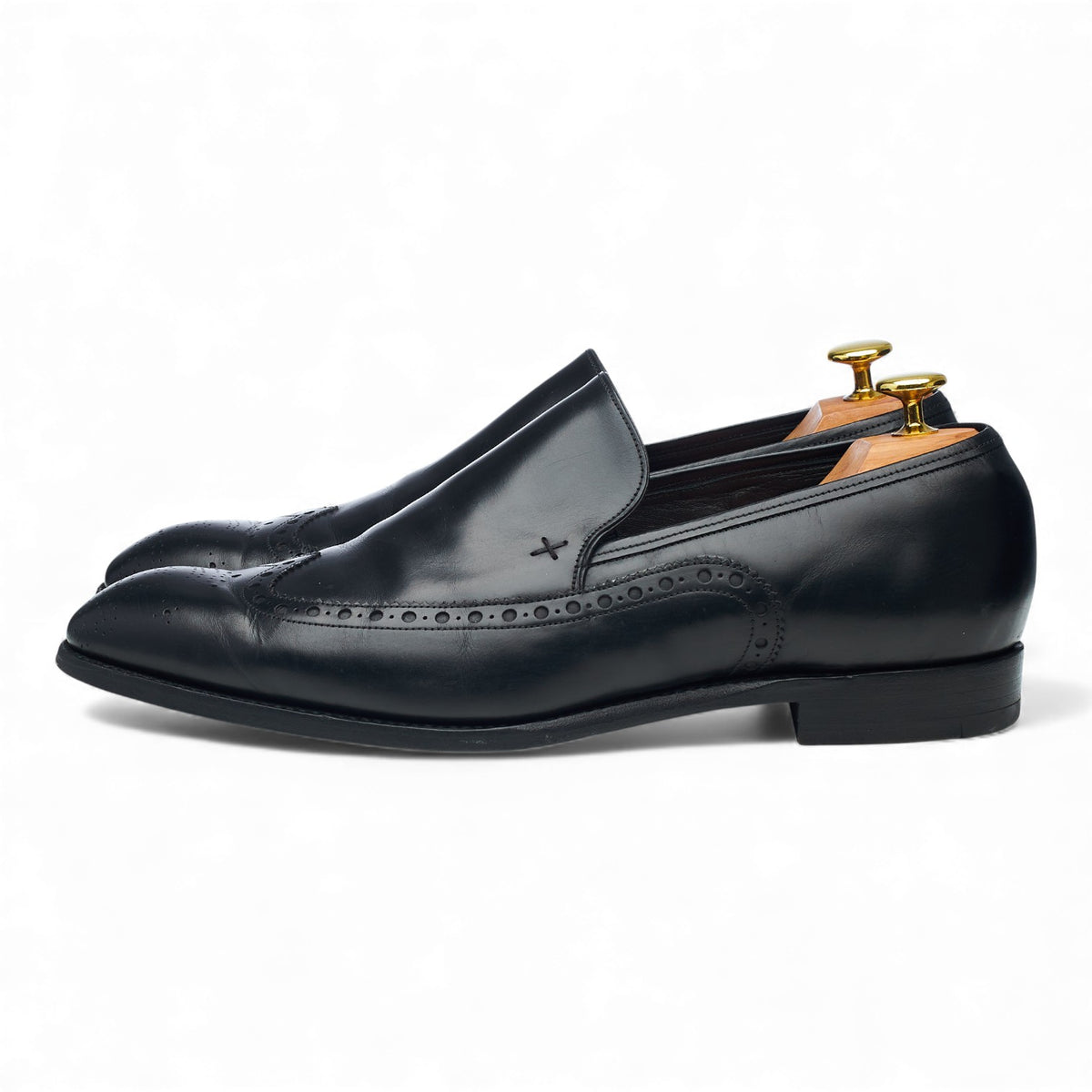 Black Leather Slip On Loafers UK 9 US 10