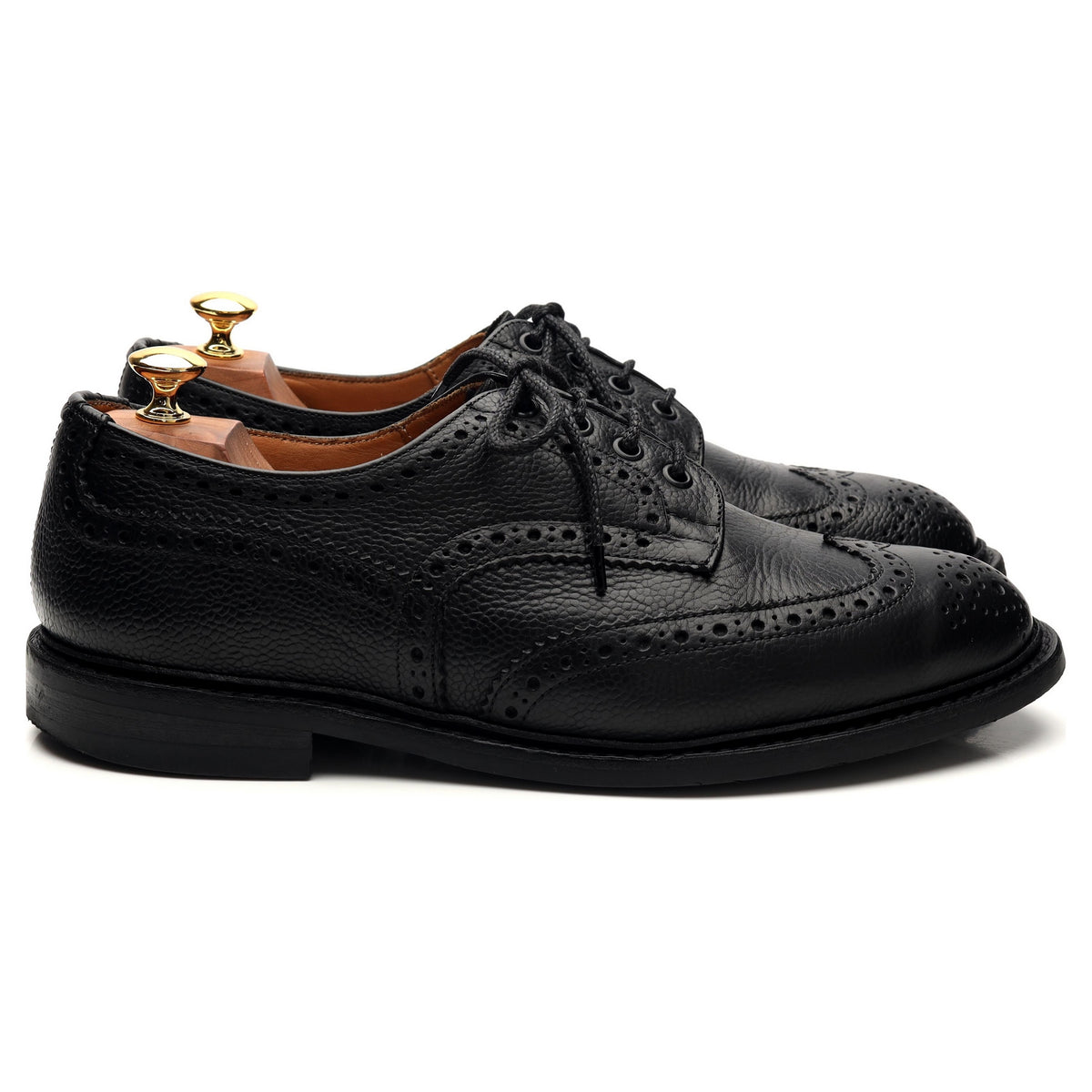 &#39;Bourton&#39; Black Grain Leather Derby Brogue UK 9.5