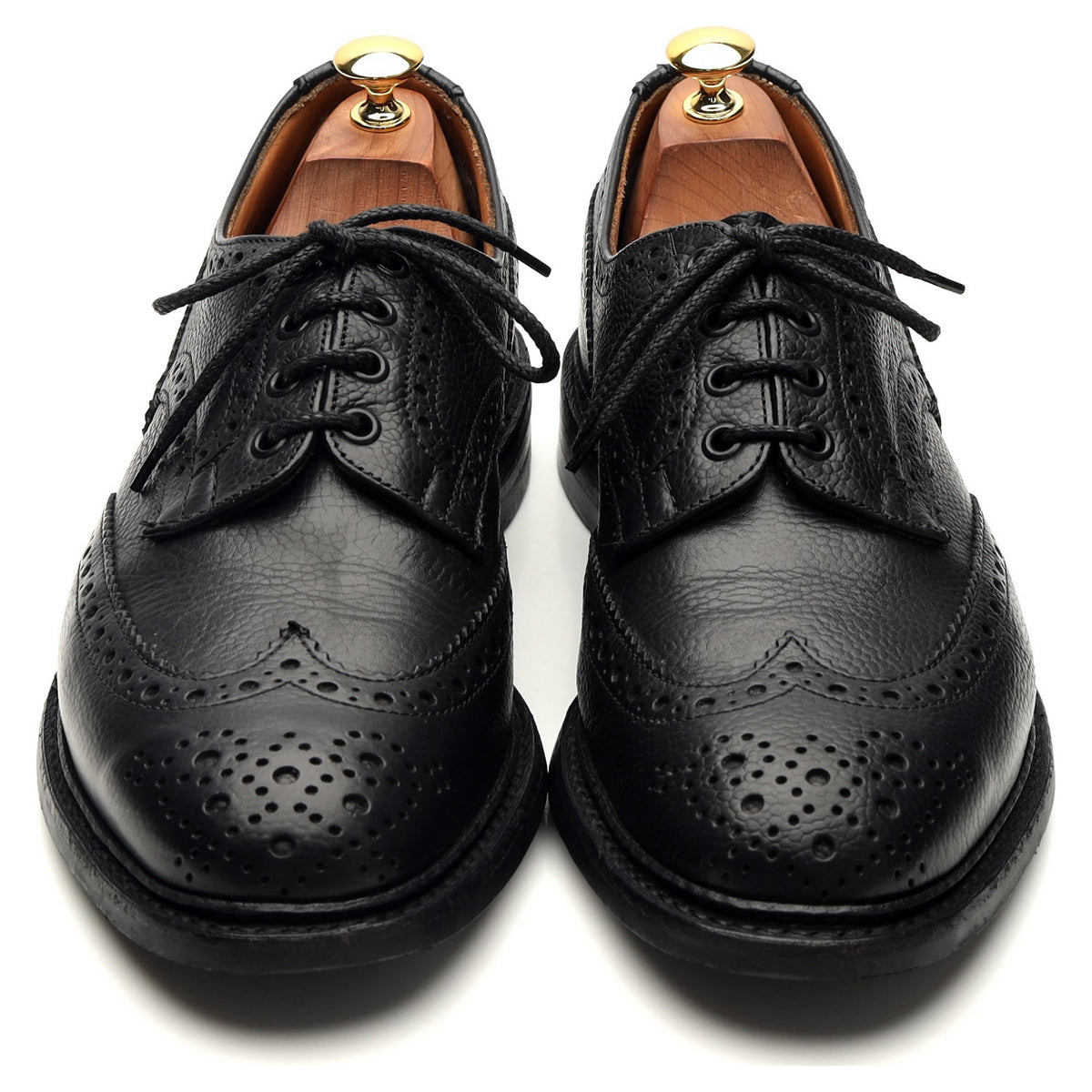 &#39;Bourton&#39; Black Grain Leather Derby Brogue UK 9.5