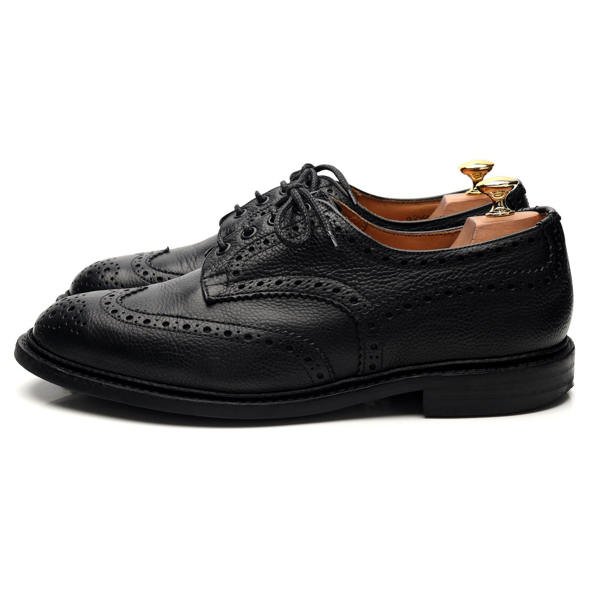 &#39;Bourton&#39; Black Grain Leather Derby Brogue UK 9.5