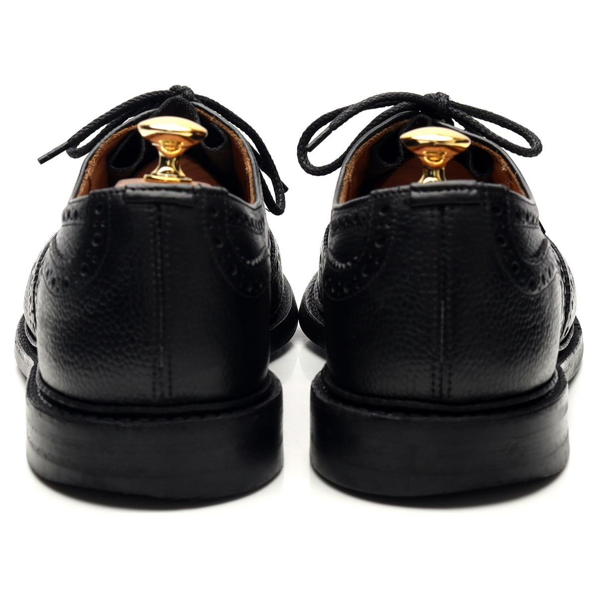 &#39;Bourton&#39; Black Grain Leather Derby Brogue UK 9.5