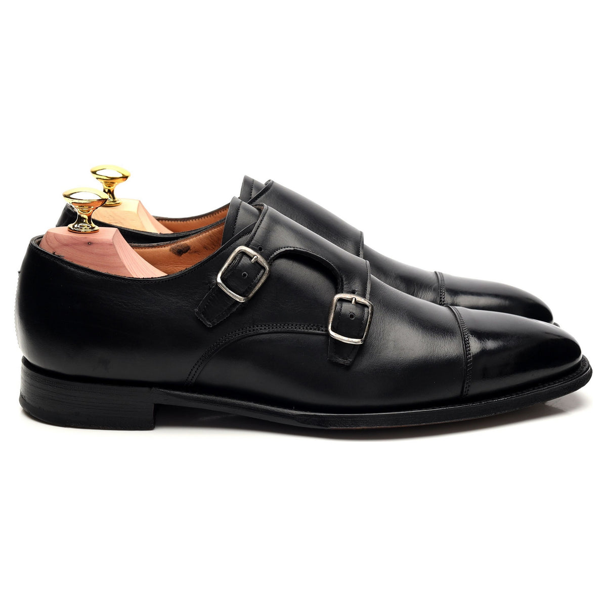 M&amp;S Black Leather Monk Strap UK 7 F