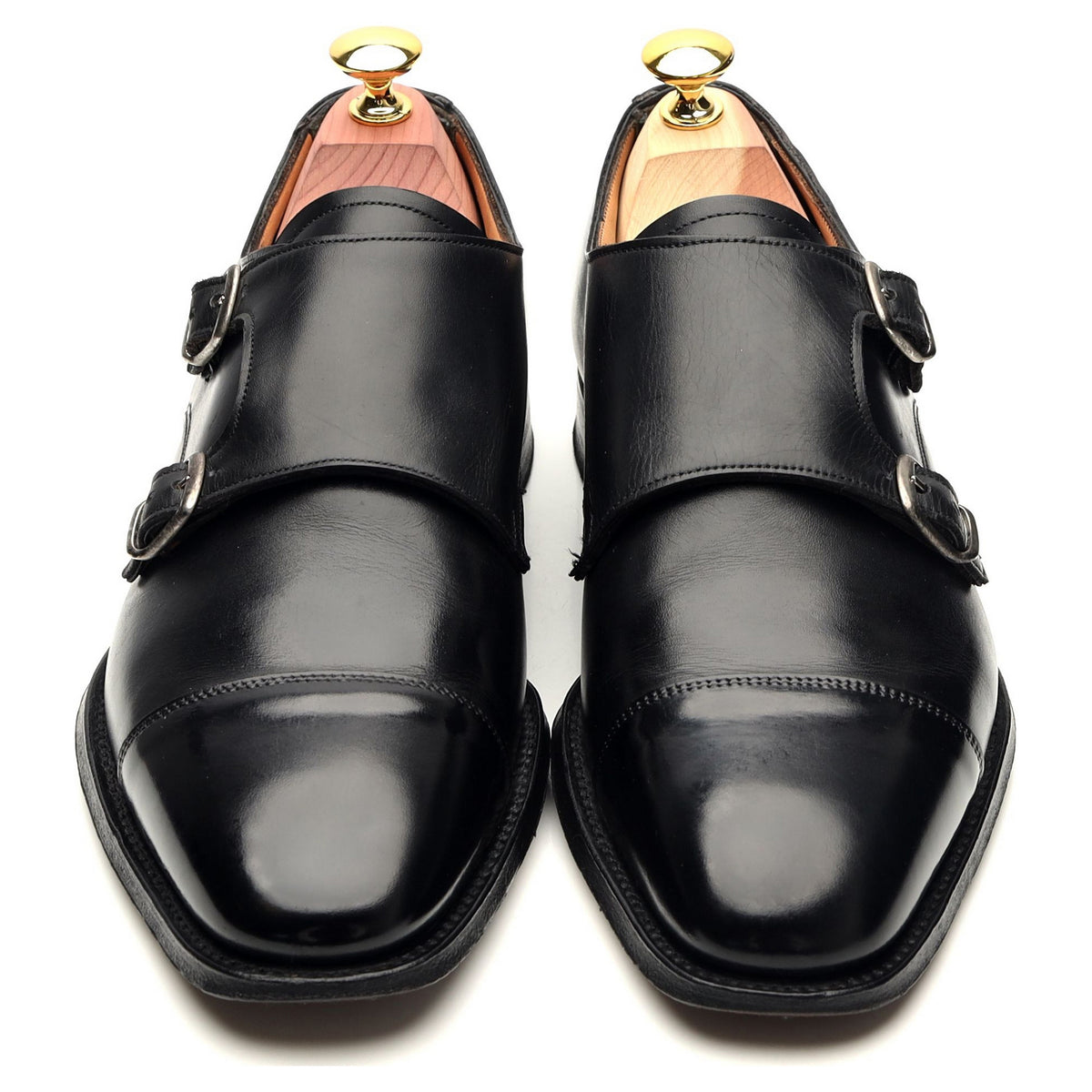 M&amp;S Black Leather Monk Strap UK 7 F