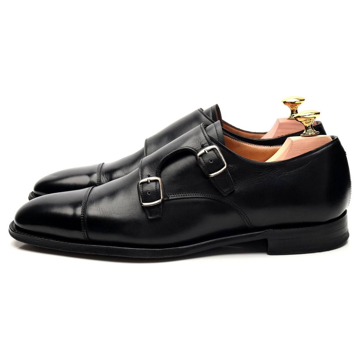 M&amp;S Black Leather Monk Strap UK 7 F