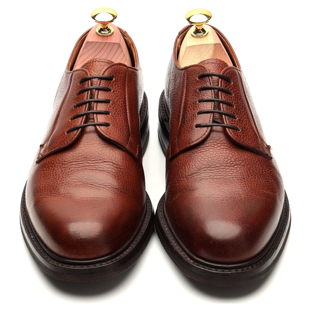 &#39;Deal&#39; Tan Brown Grain Leather Derby UK 7 F