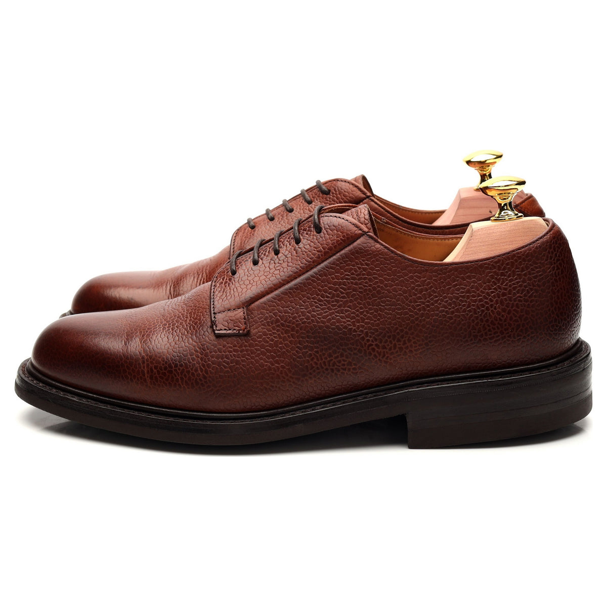 &#39;Deal&#39; Tan Brown Grain Leather Derby UK 7 F