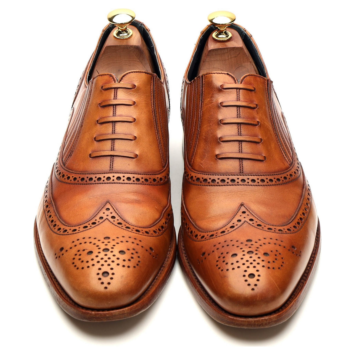 &#39;Timothy&#39; Tan Brown Leather Lazyman Slip On Brogue UK 9 F