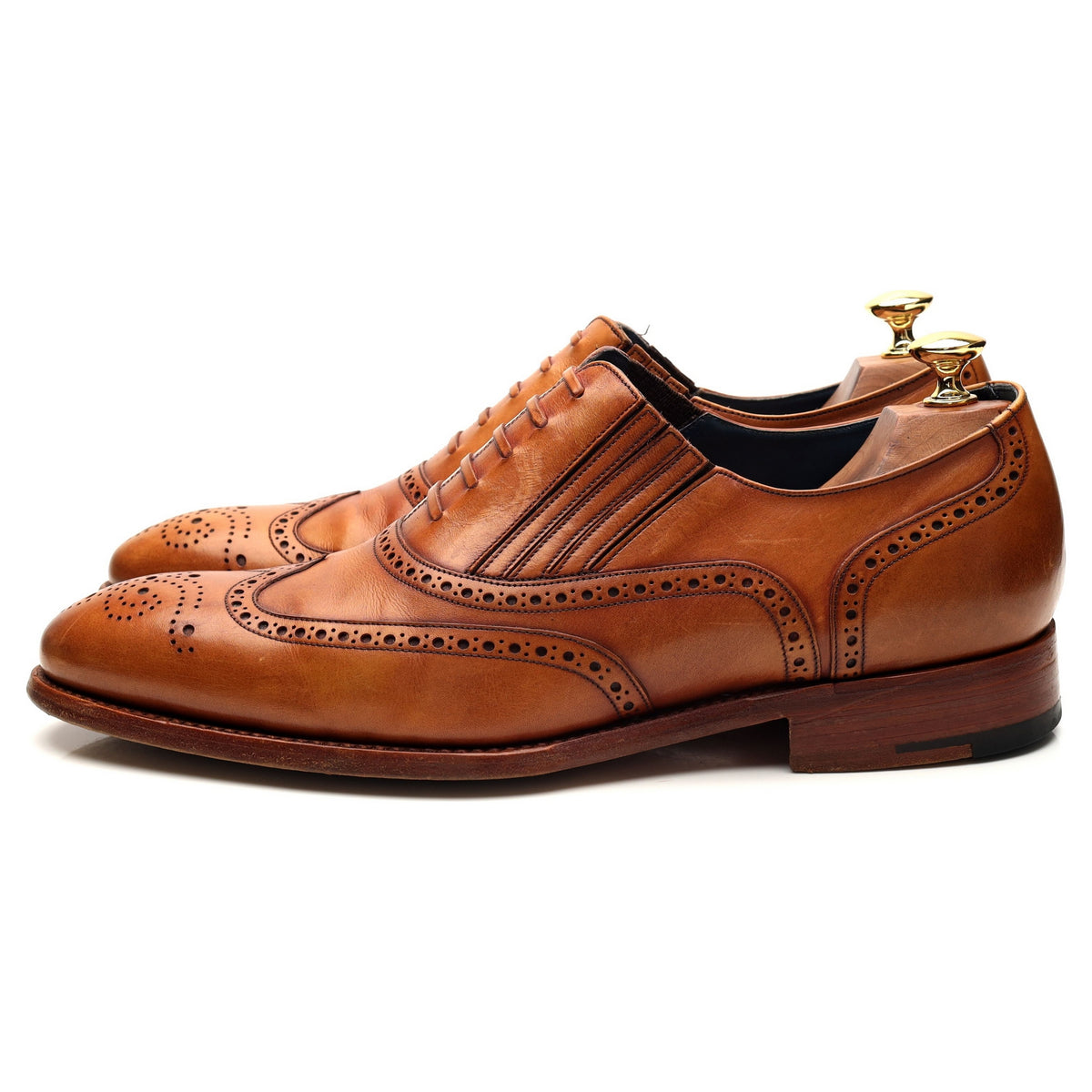 &#39;Timothy&#39; Tan Brown Leather Lazyman Slip On Brogue UK 9 F