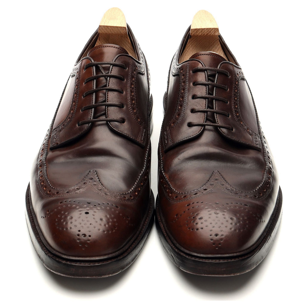 &#39;532&#39; Burgundy Cordovan Leather Derby Brogue UK 9