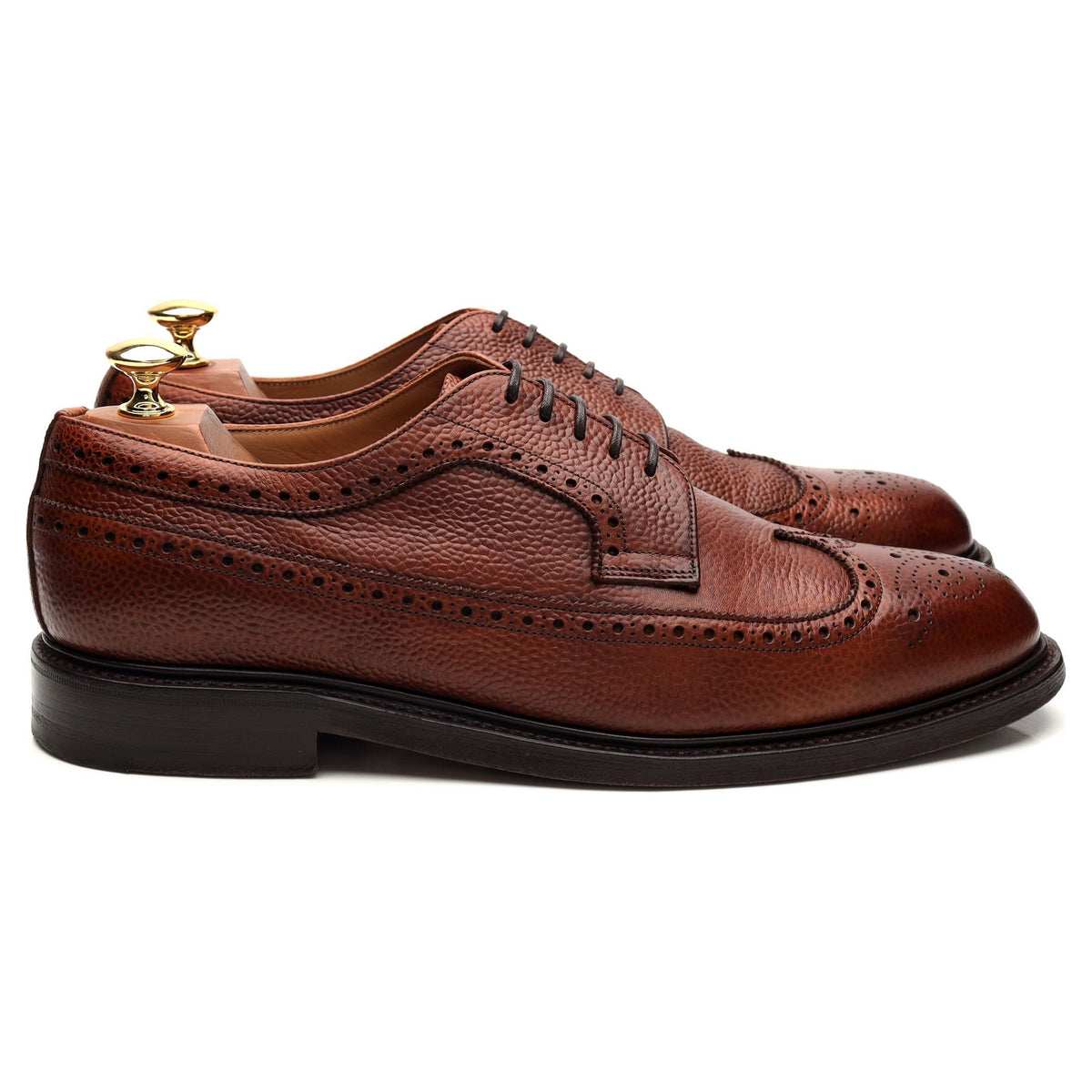 &#39;Romney&#39; Tan Brown Grain Leather Derby Brogue UK 9 F