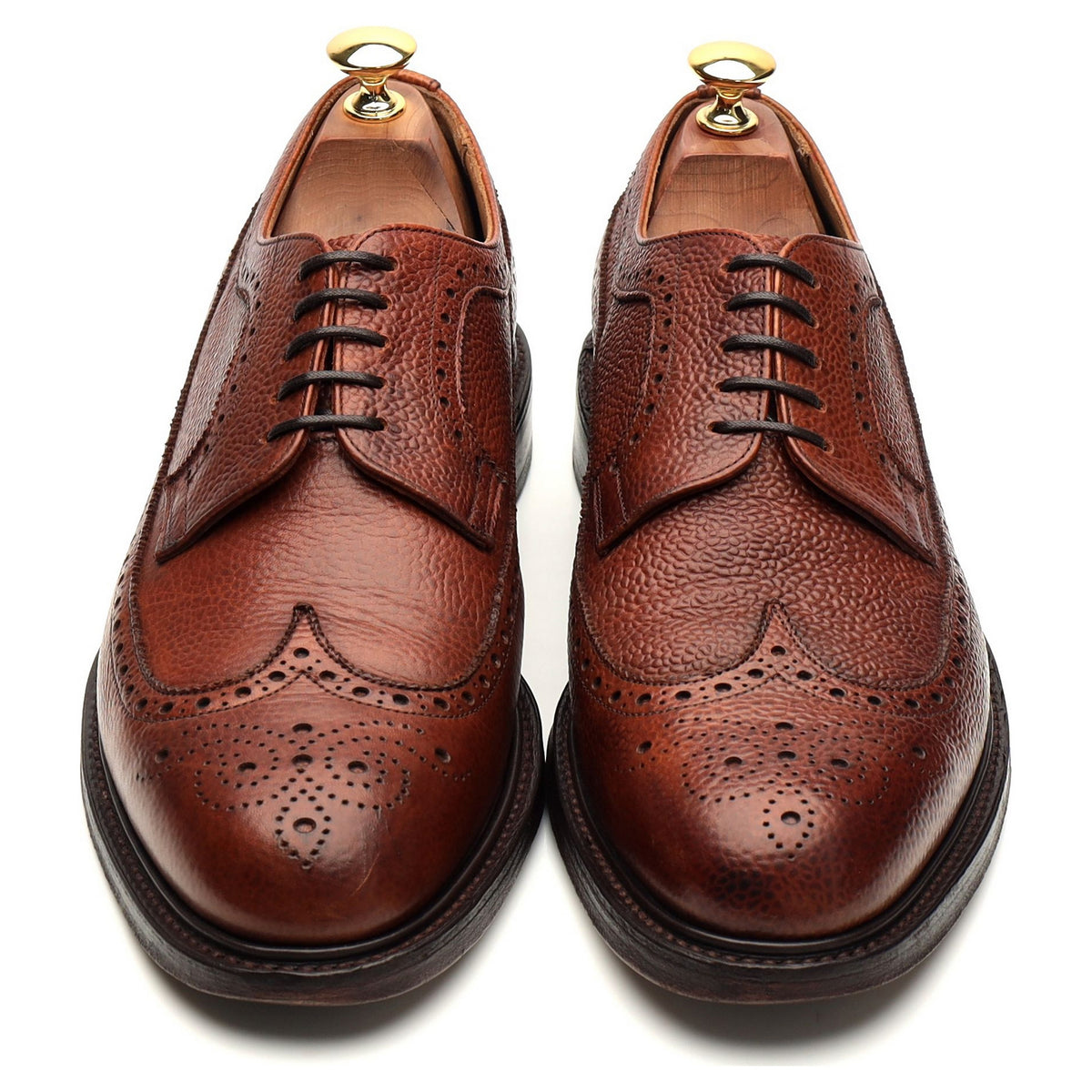 &#39;Romney&#39; Tan Brown Grain Leather Derby Brogue UK 9 F