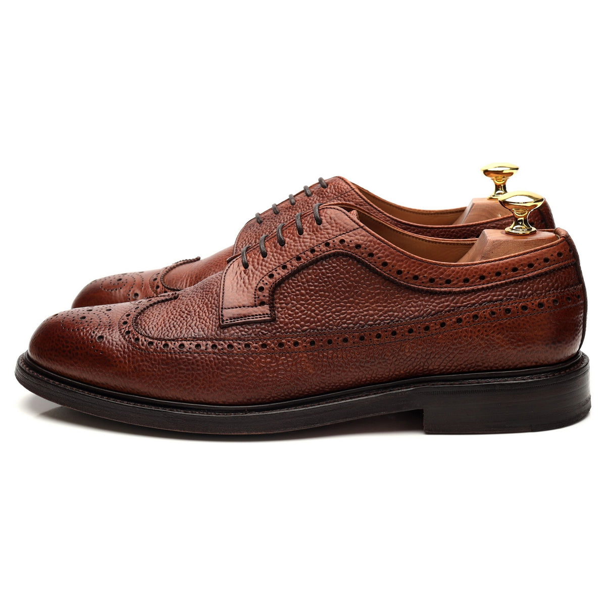 &#39;Romney&#39; Tan Brown Grain Leather Derby Brogue UK 9 F