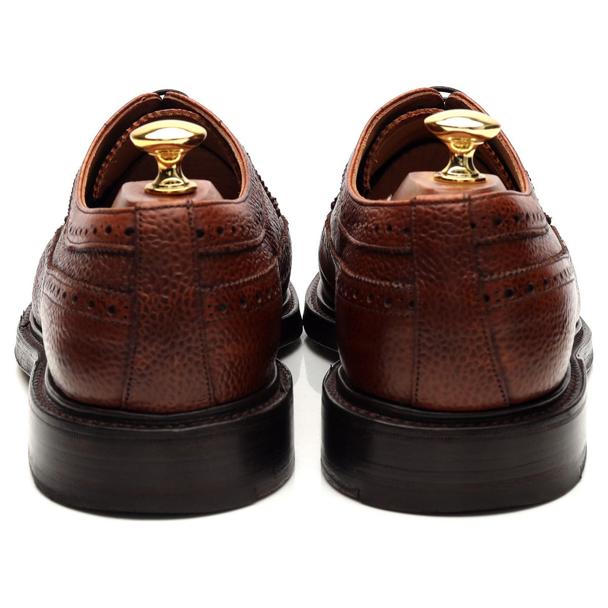 &#39;Romney&#39; Tan Brown Grain Leather Derby Brogue UK 9 F