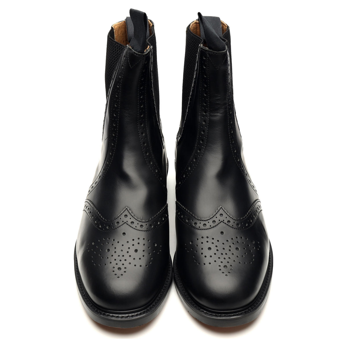 Black Leather Brogue Chelsea Boot UK 9