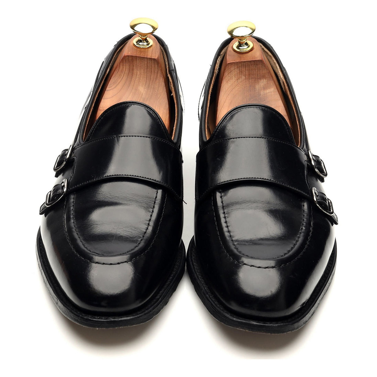 &#39;Clatford&#39; Black Leather Double Monk Loafer UK 9 G