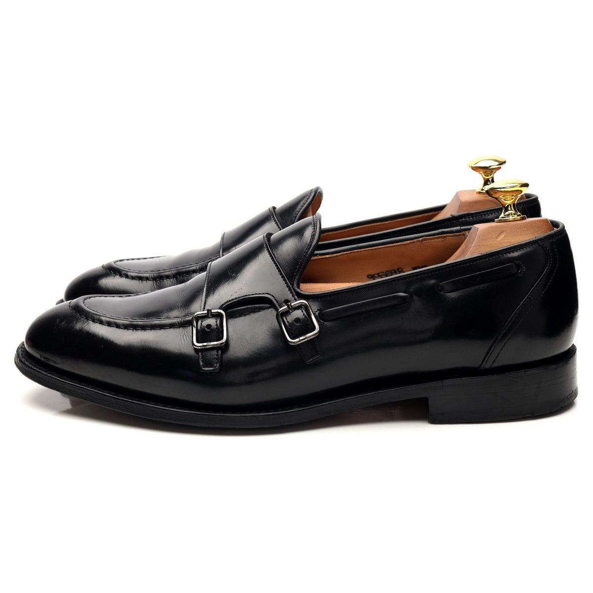 &#39;Clatford&#39; Black Leather Double Monk Loafer UK 9 G