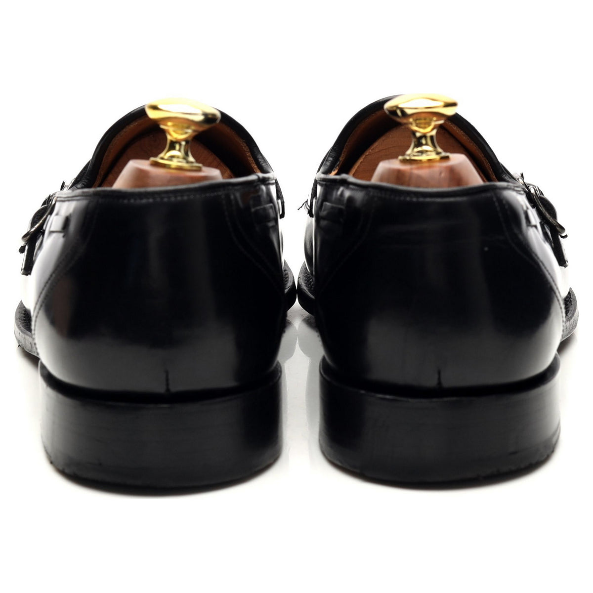 &#39;Clatford&#39; Black Leather Double Monk Loafer UK 9 G