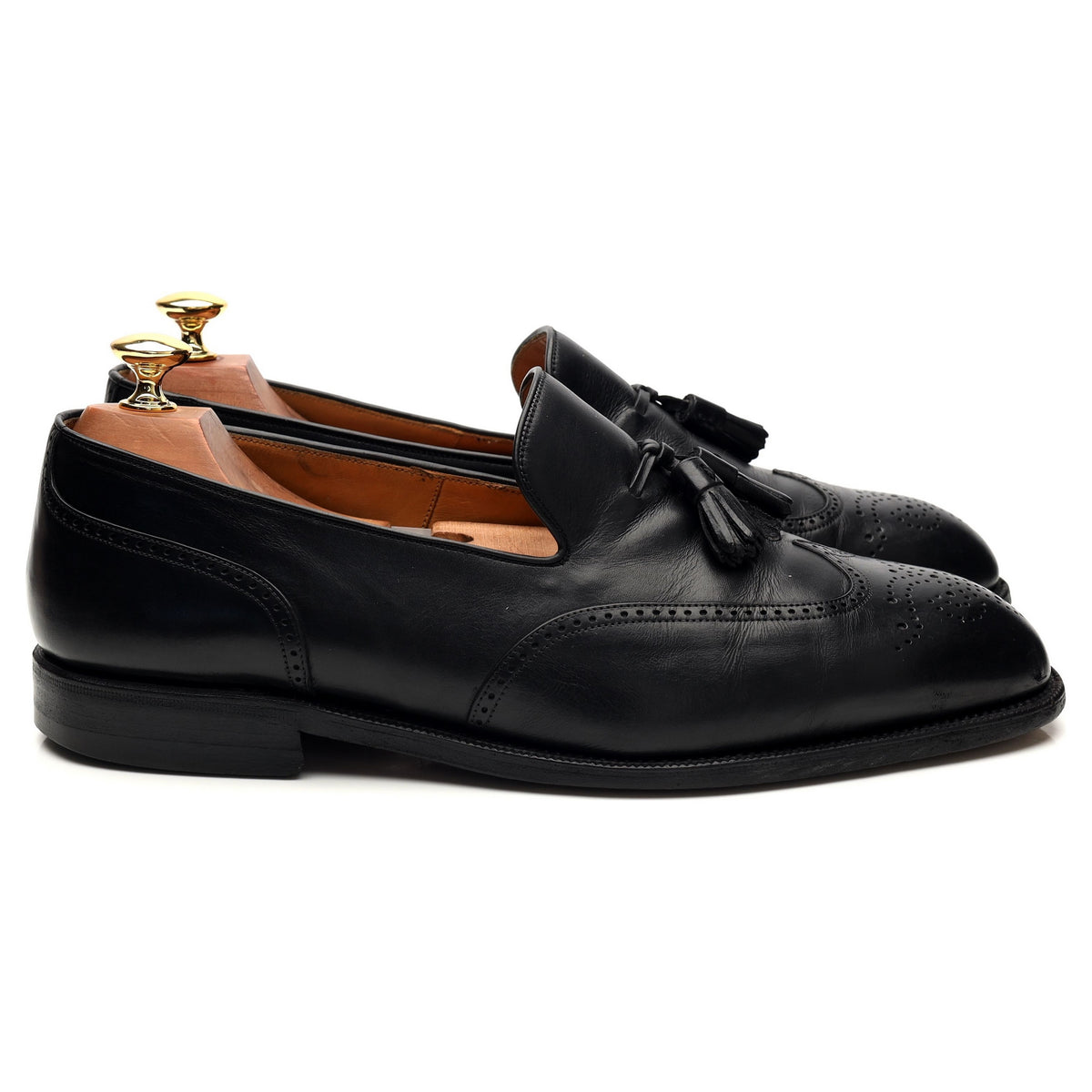 Black Leather Tassel Loafer UK 9.5