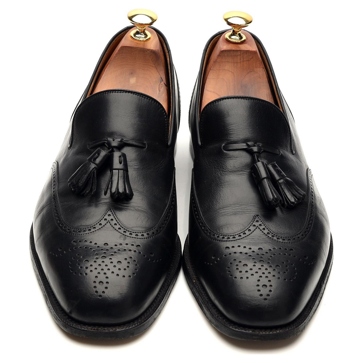 Black Leather Tassel Loafer UK 9.5