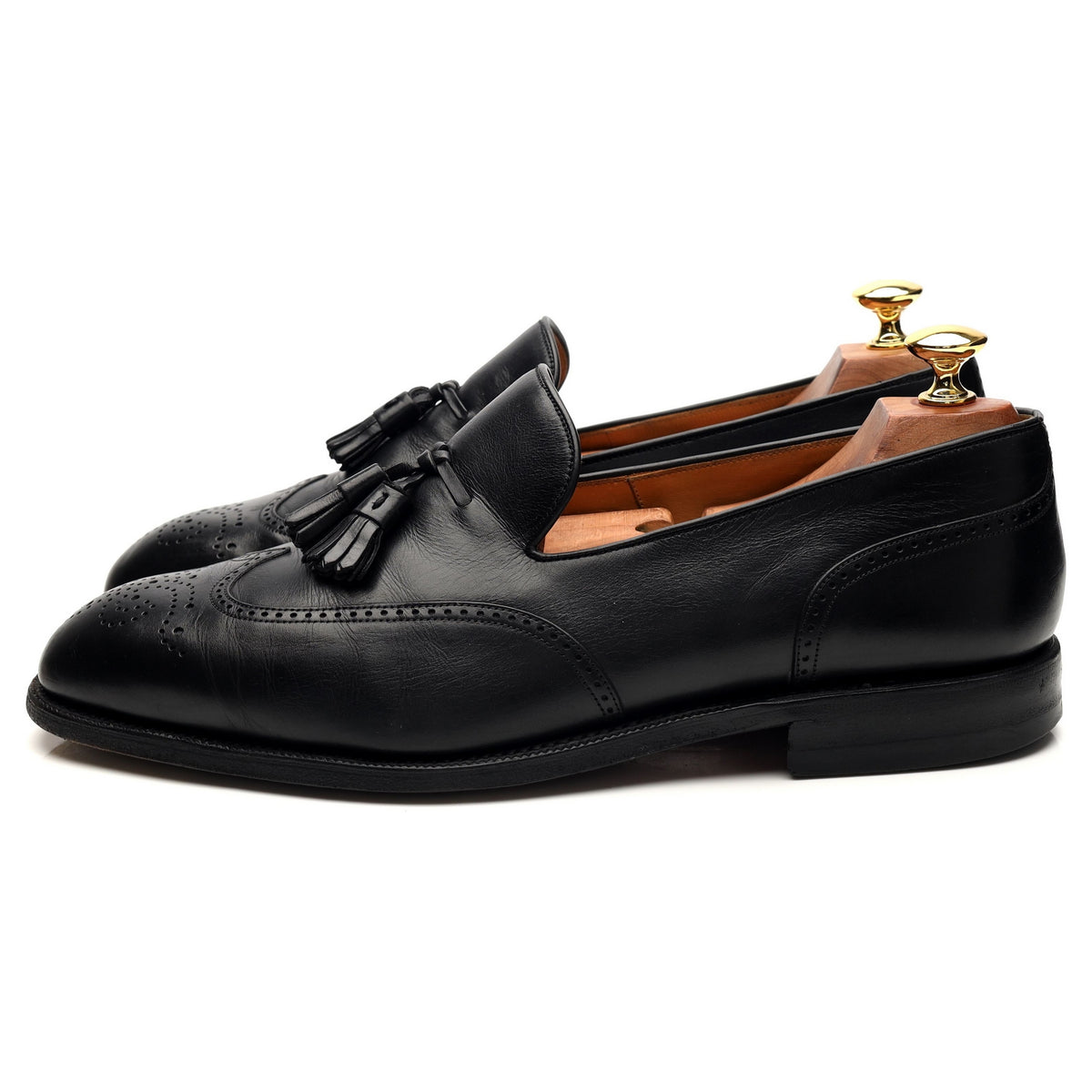 Black Leather Tassel Loafer UK 9.5